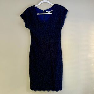 ++Diane Von Furstenberg Formal Blue Lace Dress, Size 2++